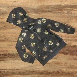 Cat & Jack Gray Hoodie Gold Heart Circles 2T